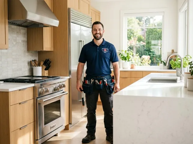 Appliance Repair Hero technician in a Bokeelia, FL kitchen after an appliance repair